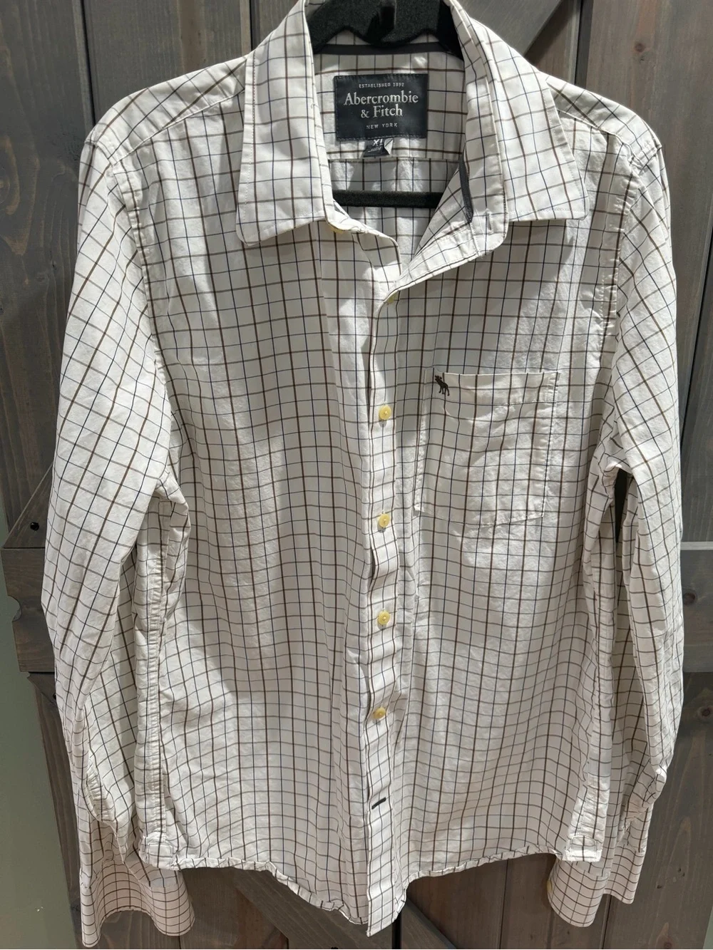 Abercrombie & Fitch Y2K Men’s XL Muscle Fit Plaid Button Down Shirt Cotton Moose